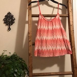 Pink and White Chevron Spaghetti Strap Tank Top